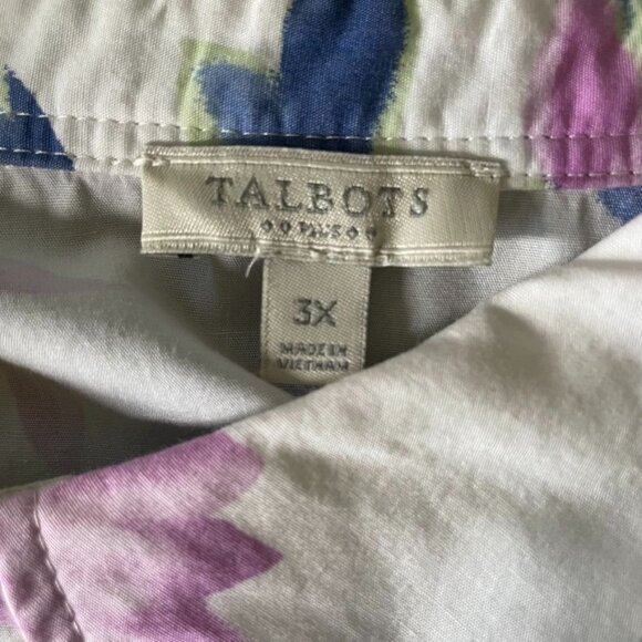 Talbots Womens Button Down Floral Blouse Shirt Plus Size 3X u White Purple Yello - Picture 8 of 9